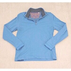 EUC Robert Graham Men's Large Blue Quarter Zip Lightweight Casual Pullover